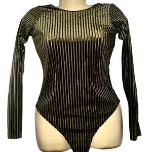 Forever 21 Olive Striped Bodysuit